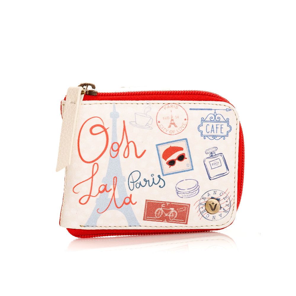 BILLETERA PEQUEÑA PARA MUJER VENECIA ROJA EN CUERO VEGANO CON CIERRE