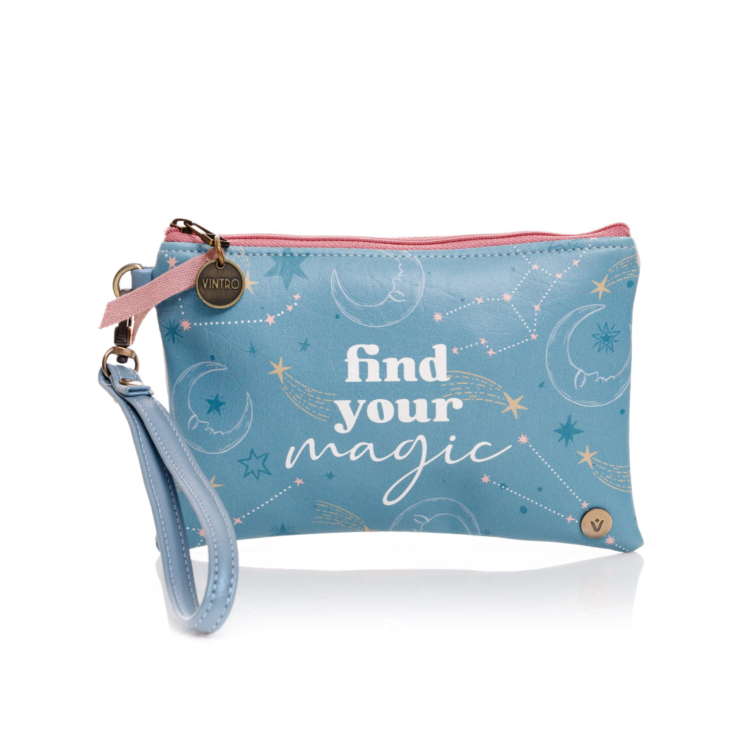 COSMETIQUERA PARA MUJER RUANDA EN CUERO VEGANO AZUL CON PULSERA