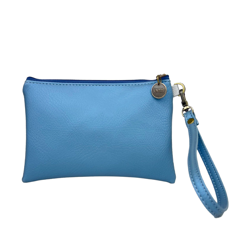 COSMETIQUERA O MONEDERO PARA MUJER RUANDA METALIZADO EN CUERO VEGANO CON PULSERA