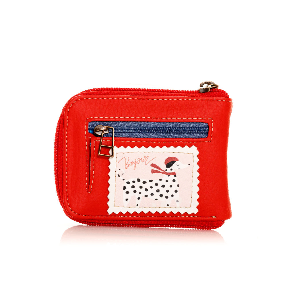 BILLETERA PEQUEÑA PARA MUJER VENECIA ROJA EN CUERO VEGANO CON CIERRE