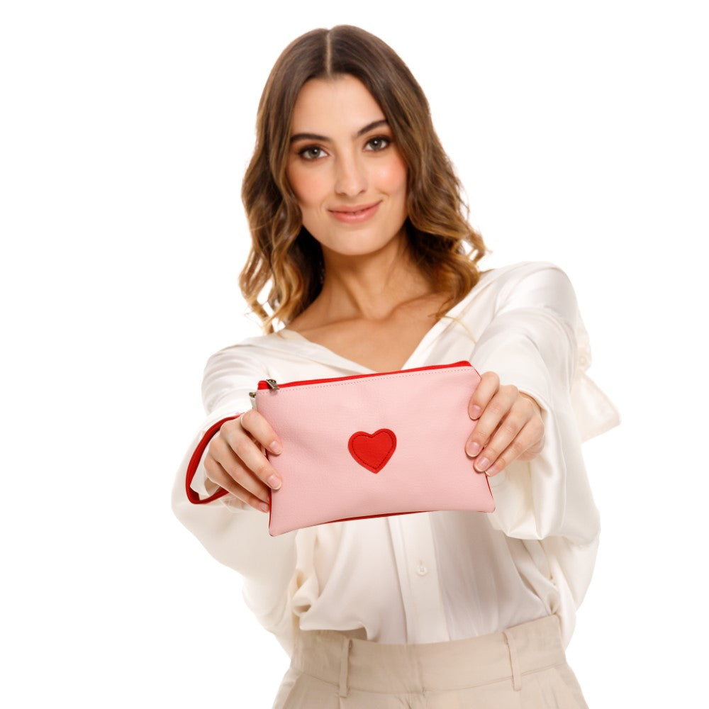 COSMETIQUERA O MONEDERO PARA MUJER RUANDA ROJA EN CUERO VEGANO