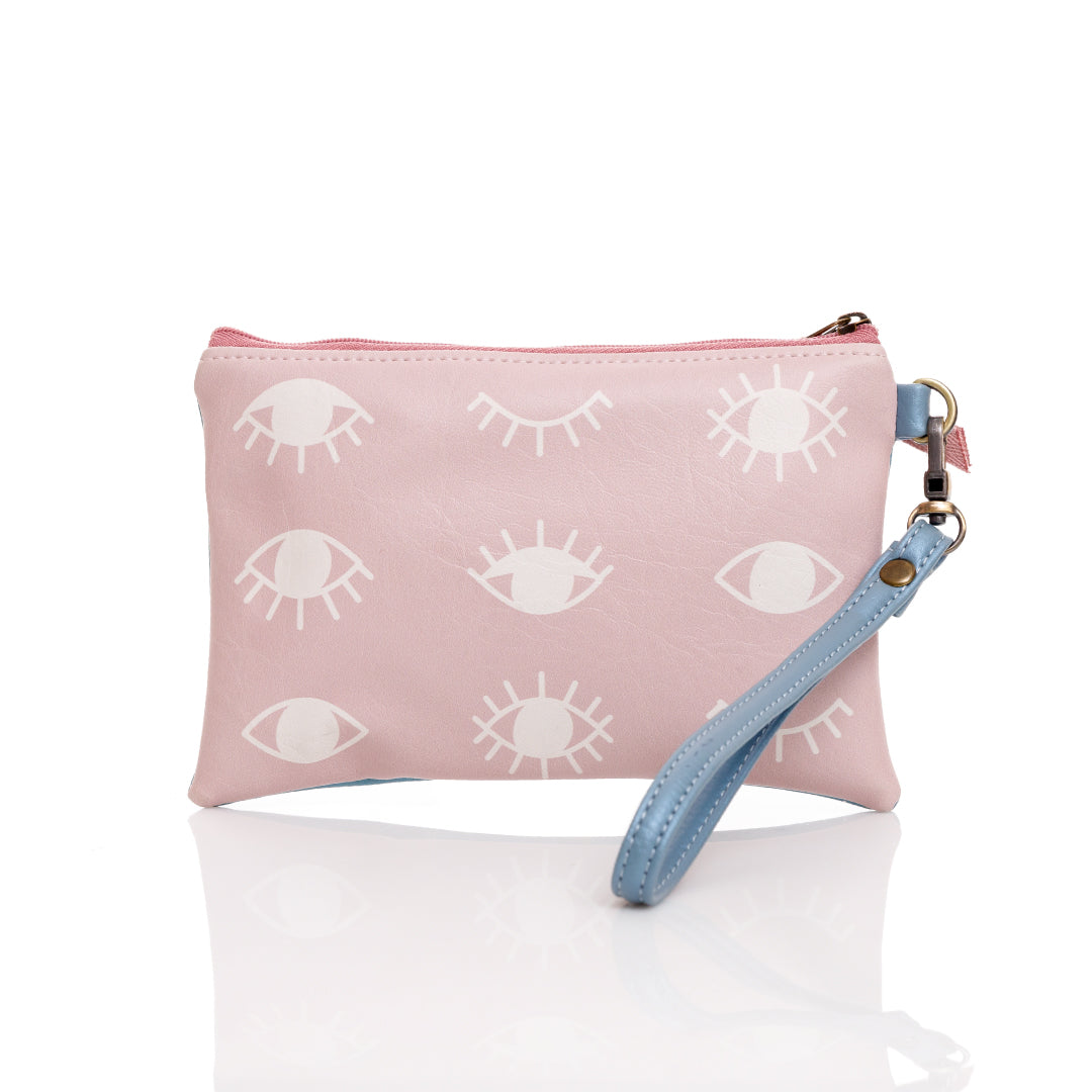 COSMETIQUERA PARA MUJER RUANDA EN CUERO VEGANO AZUL CON PULSERA