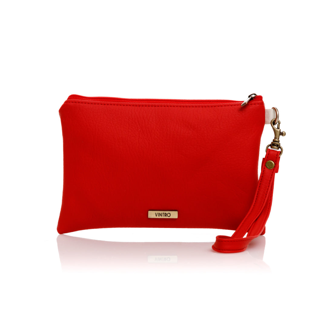 COSMETIQUERA O MONEDERO PARA MUJER RUANDA ROJA EN CUERO VEGANO