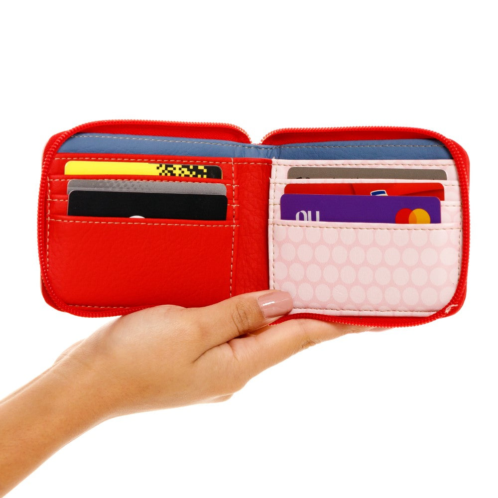 BILLETERA PEQUEÑA PARA MUJER VENECIA ROJA EN CUERO VEGANO CON CIERRE