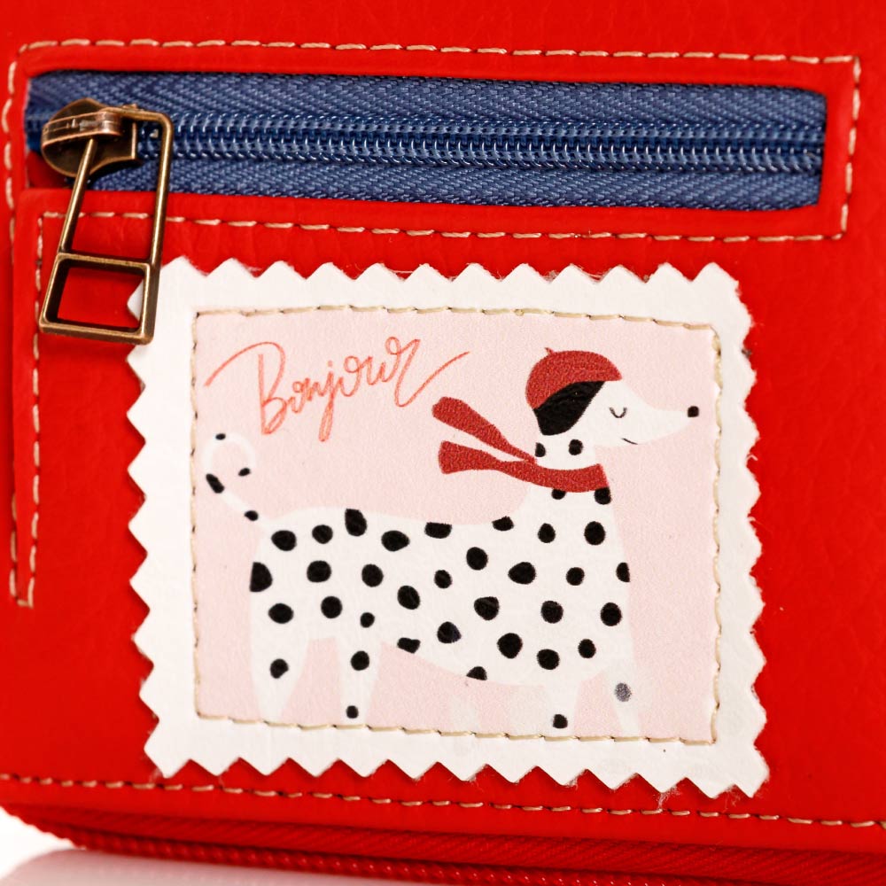 BILLETERA PEQUEÑA PARA MUJER VENECIA ROJA EN CUERO VEGANO CON CIERRE