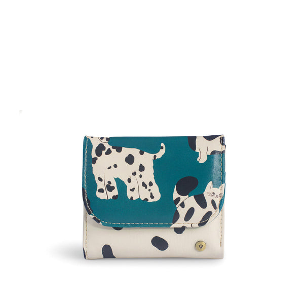 Billetera Para Mujer Italia Pequeña Verde Gris Pets & Friends