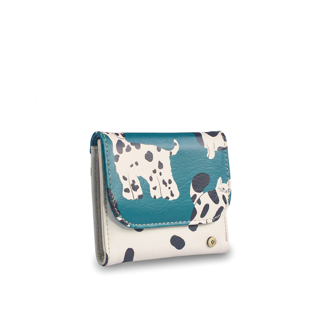 Billetera Para Mujer Italia Pequeña Verde Gris Pets & Friends