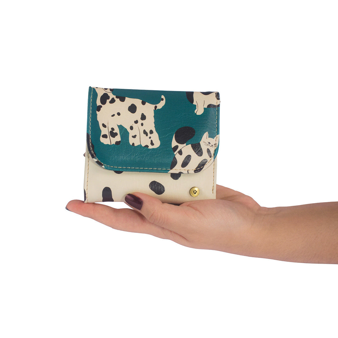 Billetera Para Mujer Italia Pequeña Verde Gris Pets & Friends