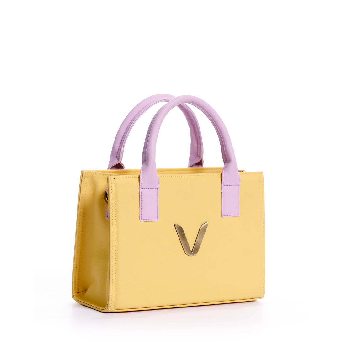 manos libes solido para mujer, fabricado en pvc con correa, en color amarillo y lila