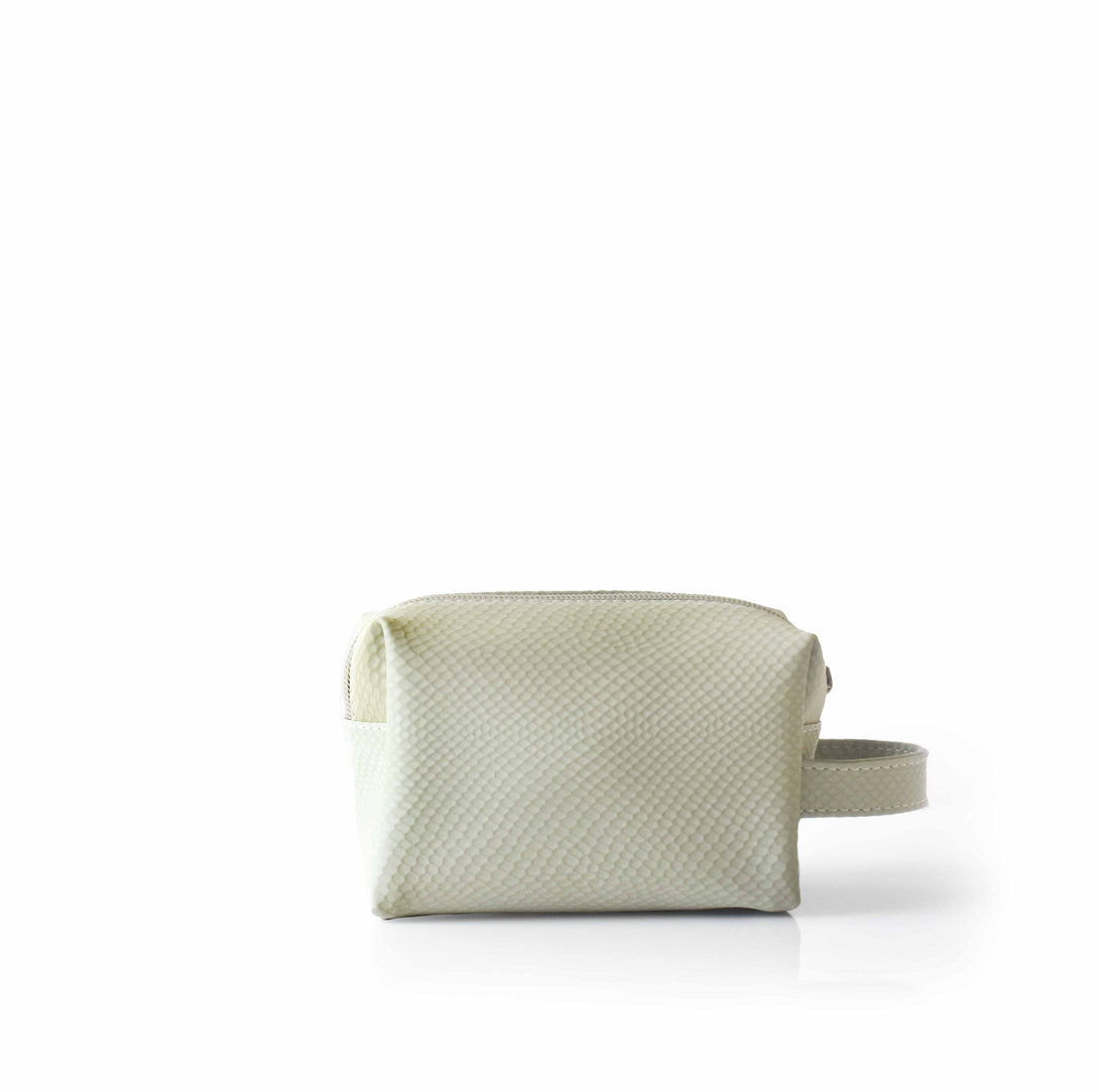 cosmetiquera mini parís color verde con cremallera y pulsera