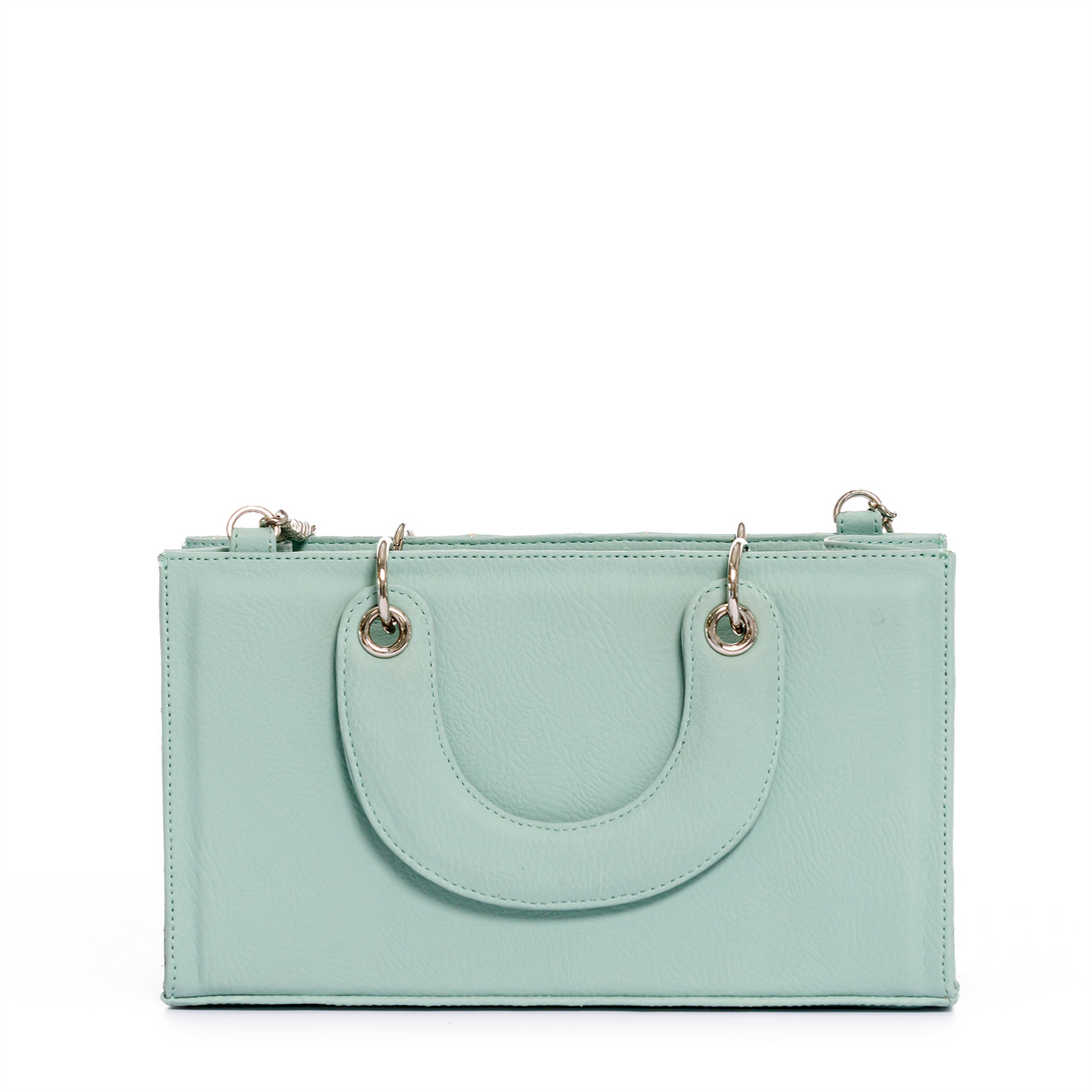 CARTERA PARA MUJER MINI ESPAÑA VERDE CON CARGADERA EN CADENA