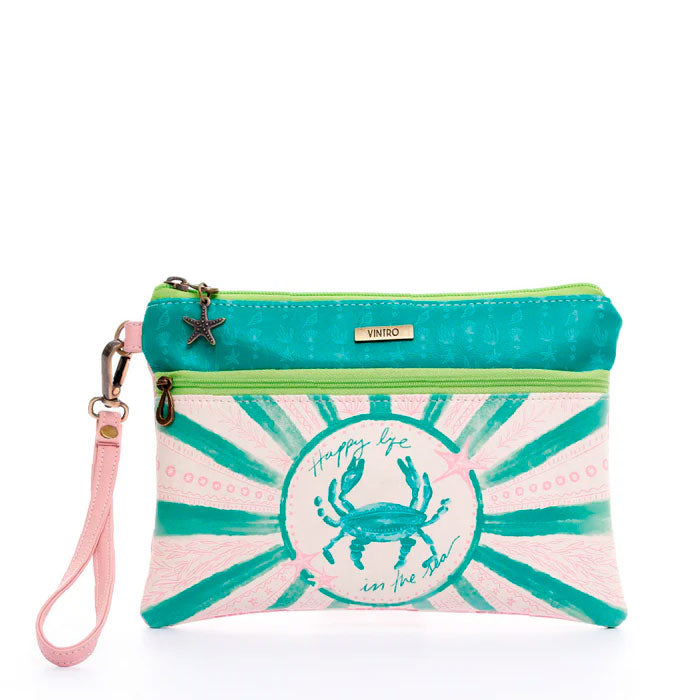 COSMETIQUERA PARA MUJER TOGO VERDE EN CUERO VEGANO CON PULSERA