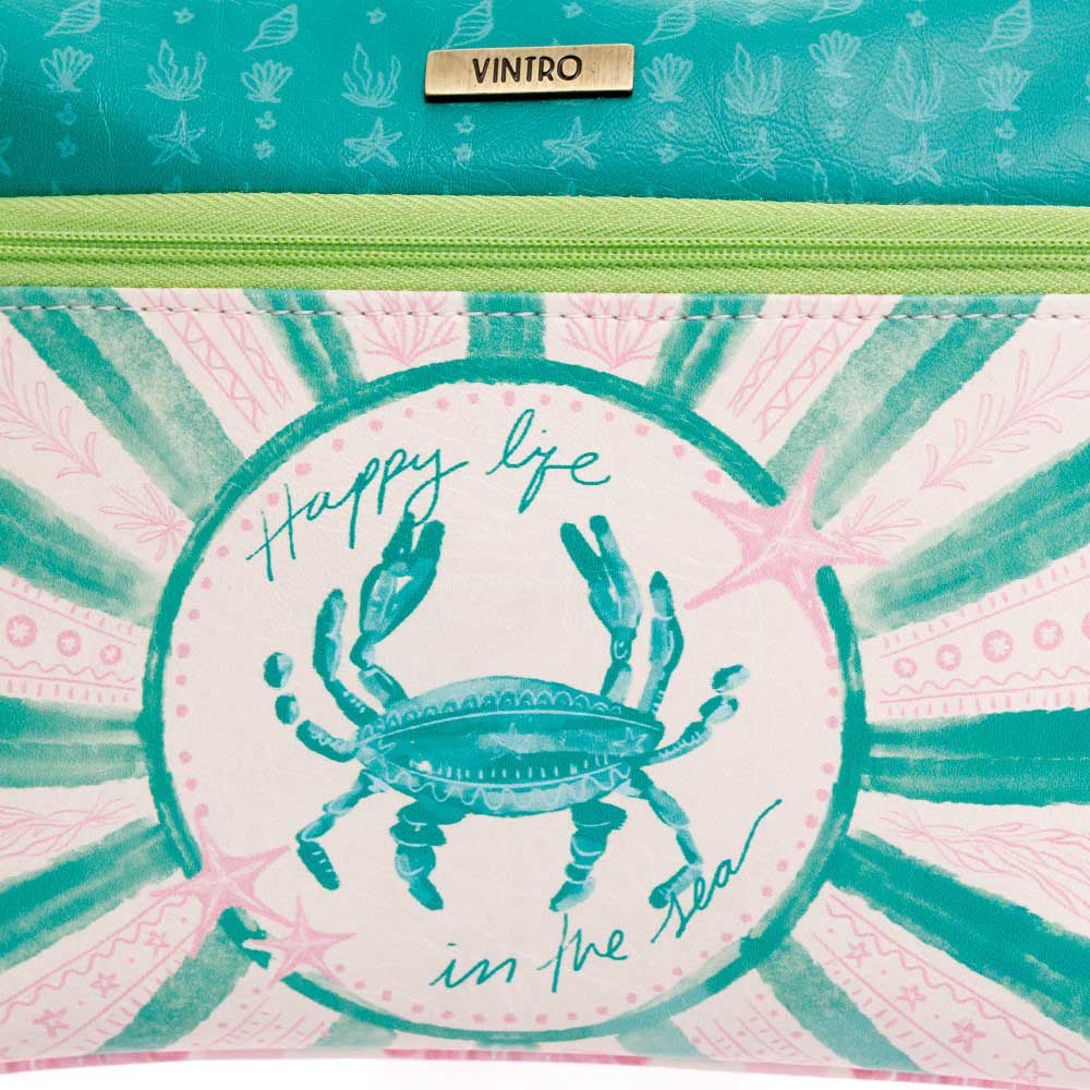 COSMETIQUERA PARA MUJER TOGO VERDE EN CUERO VEGANO CON PULSERA