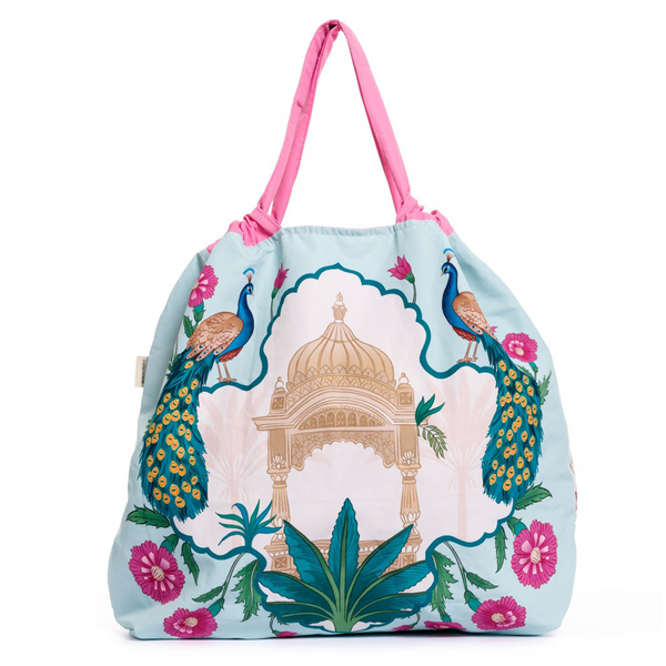 BOLSA ECOLOGICA PARA MUJER ESTAMPADA INDIAN GARDEN EN TELA ANFLUÍDO PLEGABLE