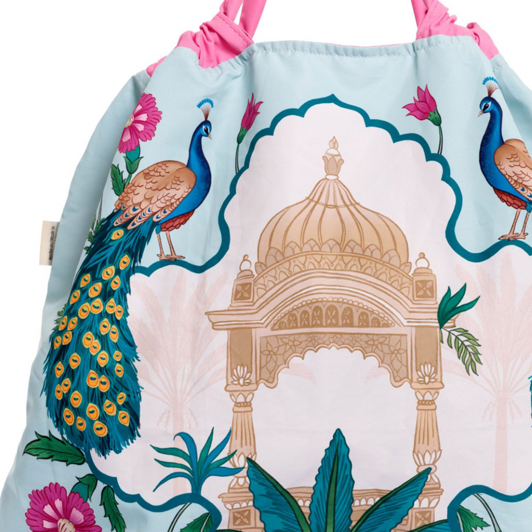 BOLSA ECOLOGICA PARA MUJER ESTAMPADA INDIAN GARDEN EN TELA ANFLUÍDO PLEGABLE