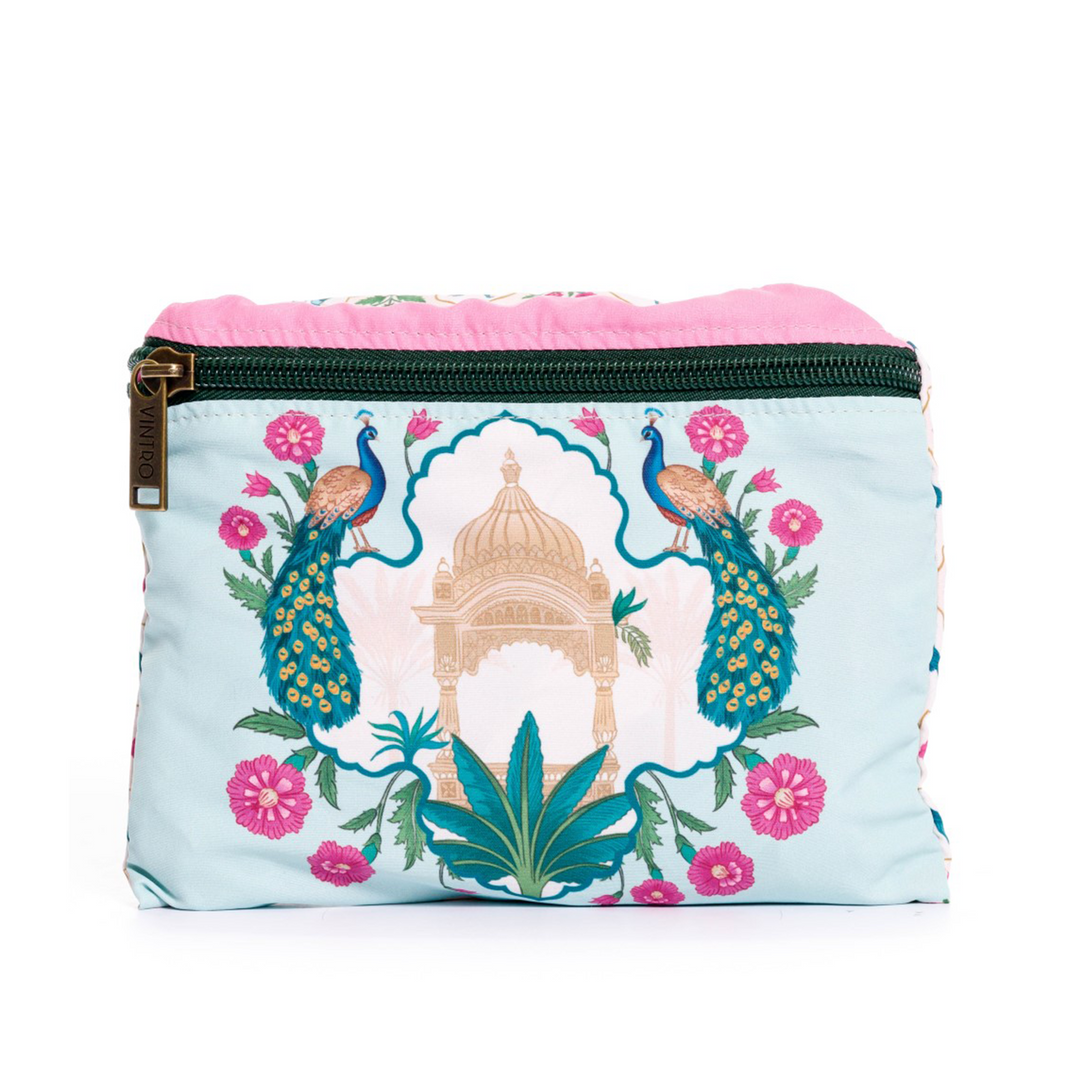 BOLSA ECOLOGICA PARA MUJER ESTAMPADA INDIAN GARDEN EN TELA ANFLUÍDO PLEGABLE