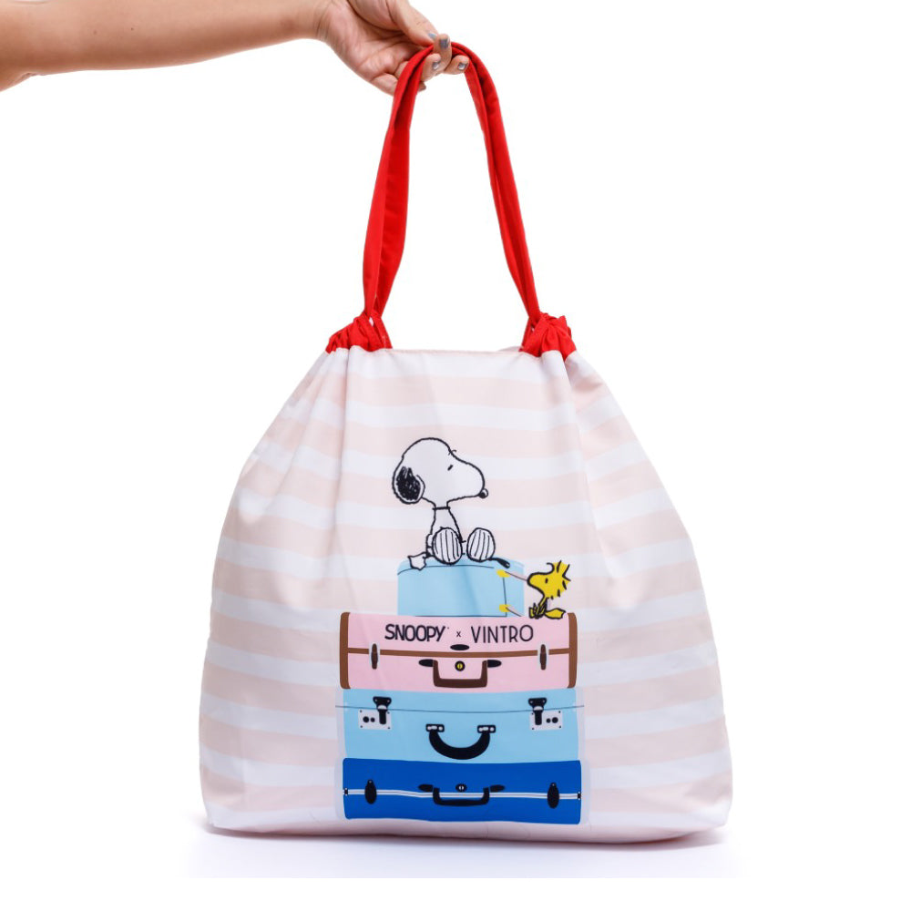 BOLSA ECOLOGICA PARA MUJER SNOOPY FRANJAS EN TELA ANFLUÍDO PLEGABLE
