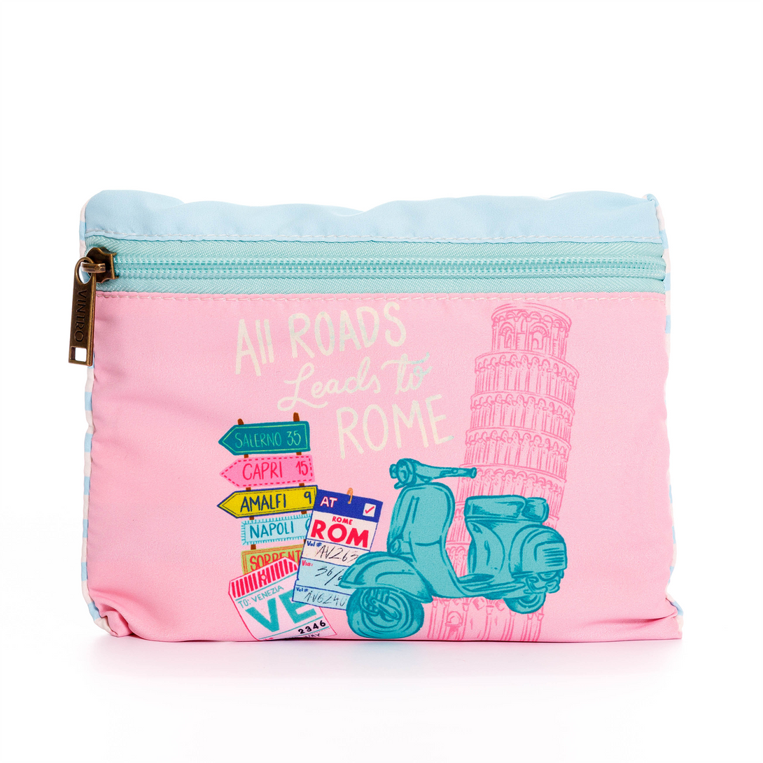 BOLSA ECOLOGICA PARA MUJER ESTAMPADA ITALIA EN TELA ANFLUÍDO PLEGABLE