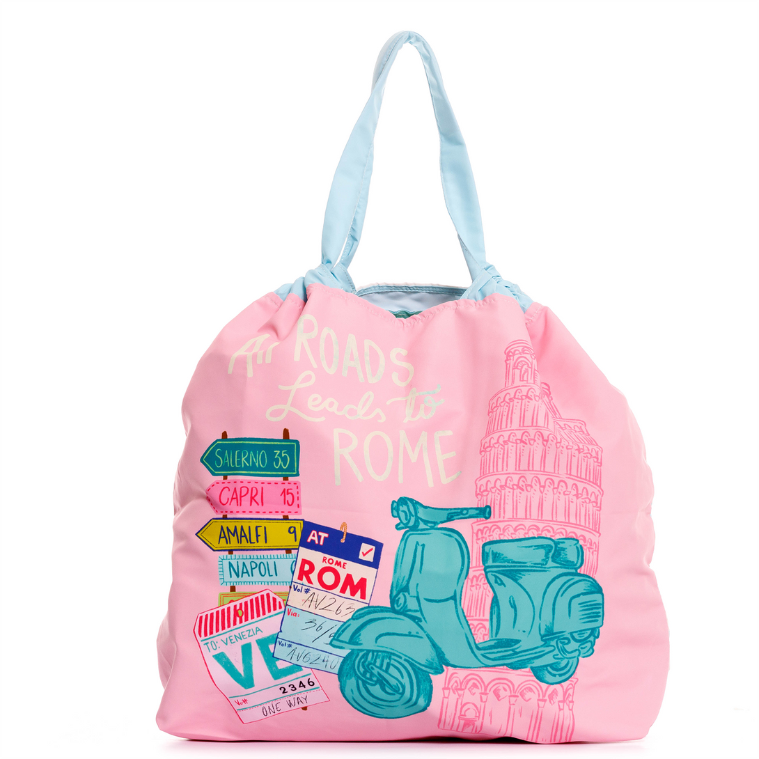 BOLSA ECOLOGICA PARA MUJER ESTAMPADA ITALIA EN TELA ANFLUÍDO PLEGABLE