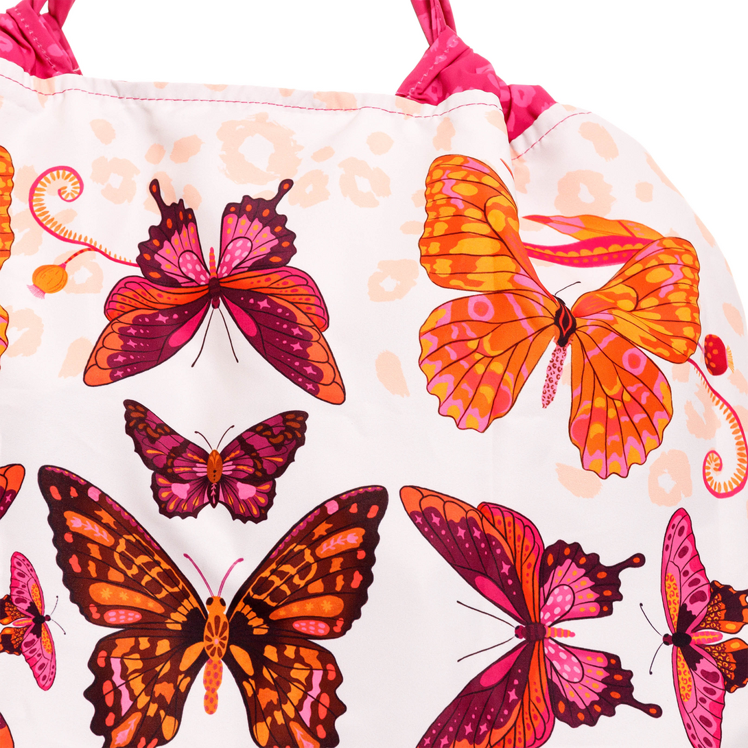 BOLSA ECOLOGICA PARA MUJER ESTAMPADA MARIPOSA EN TELA ANFLUÍDO PLEGABLE