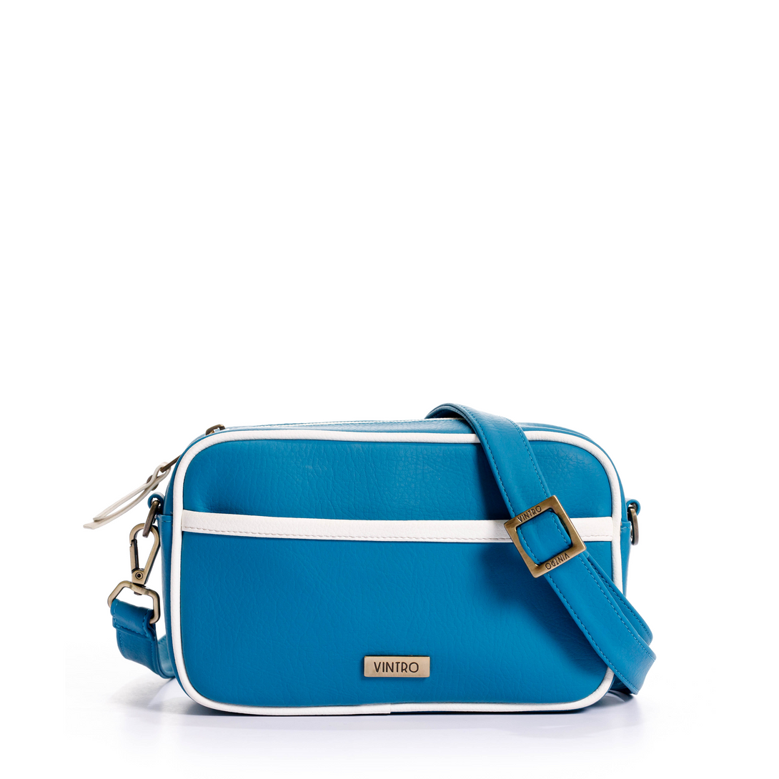 manos libes solido para mujer, fabricado en pvc con correa, en color azul hortensia