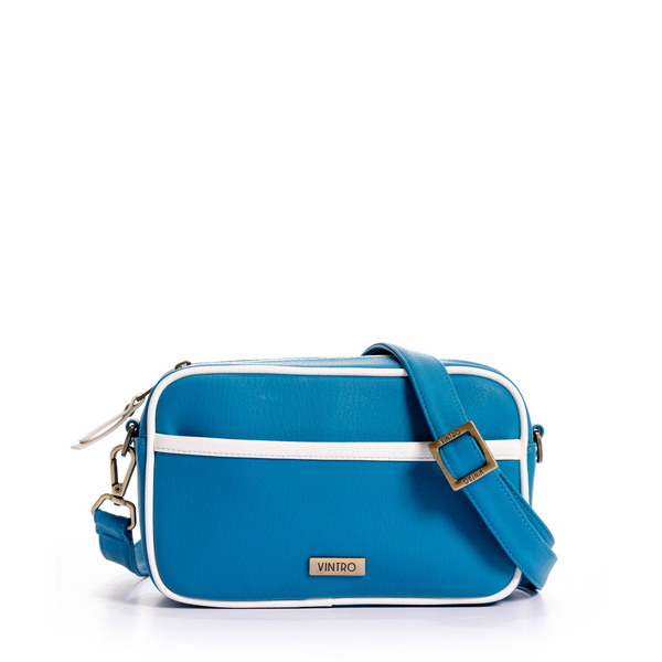 manos libes solido para mujer, fabricado en pvc con correa, en color azul hortensia