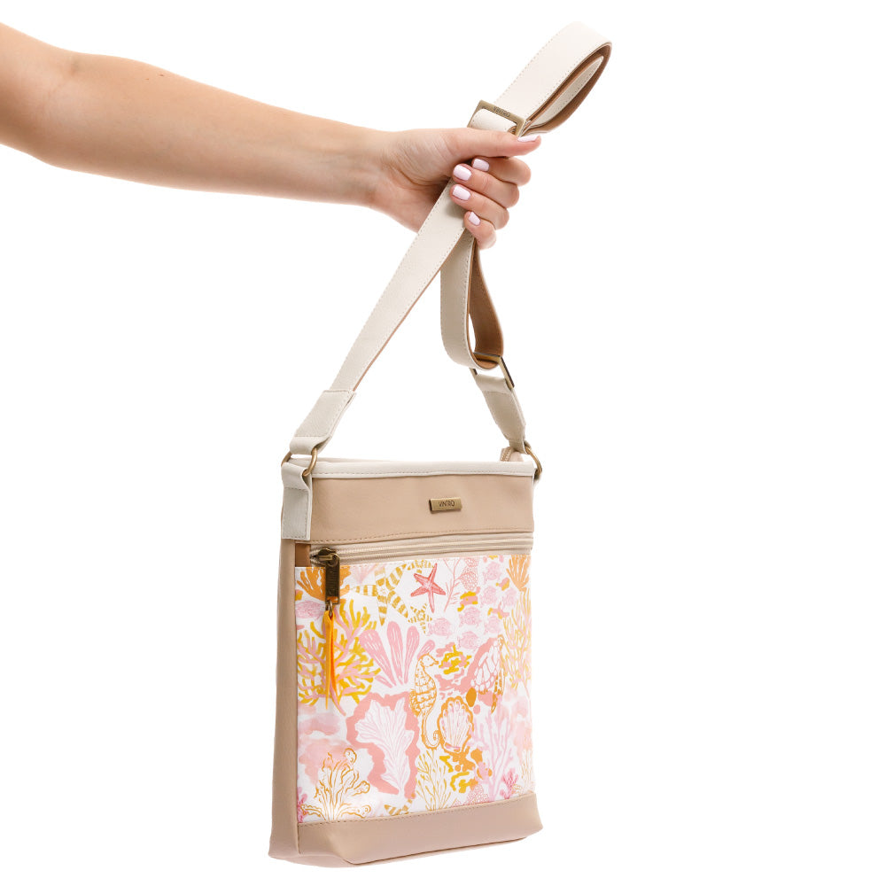 MANOS LIBRES PARA MUJER CHIPRE NARANJA EN CUERO VEGANO CON BOLSILLO EXTERNO