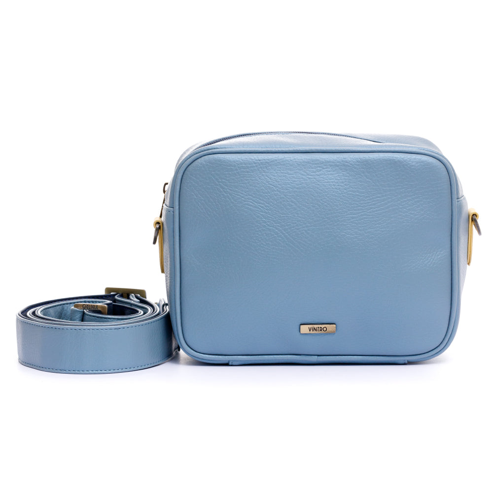 MANOS LIBRES PARA MUJER ROMA AZUL PRINCIPITO EN CUERO VEGANO CON CARGADERA REMOVIBLE