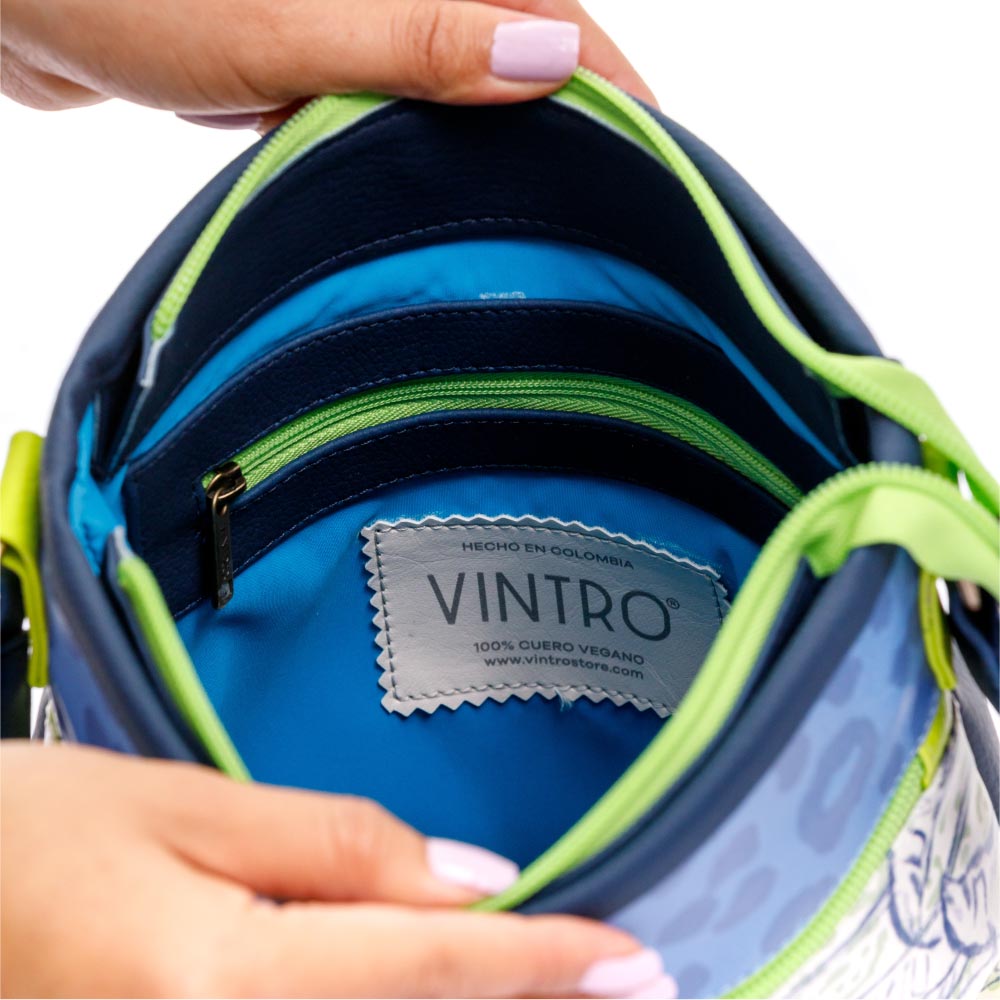 MANOS LIBRES PARA MUJER CHIPRE ESTAMPADO EN CUERO VEGANO CON BOLSILLO EXTERNO