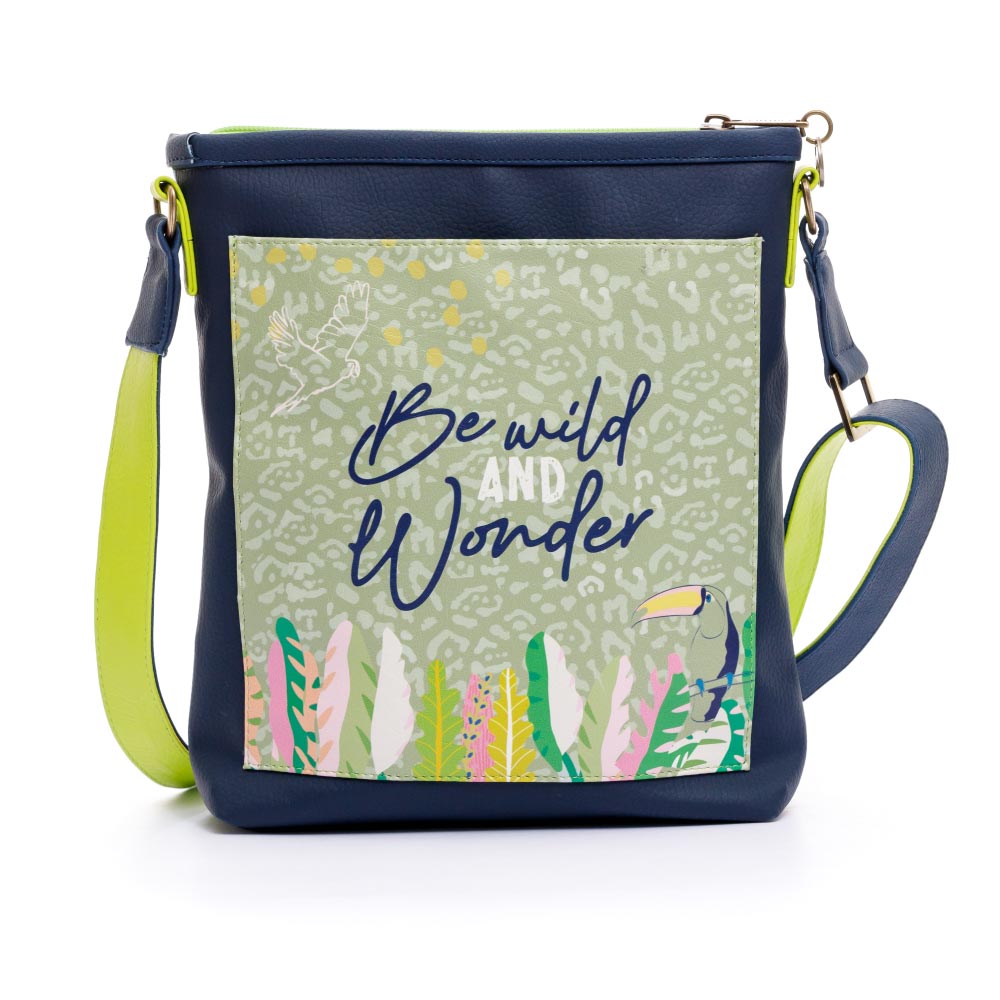 MANOS LIBRES PARA MUJER CHIPRE ESTAMPADO EN CUERO VEGANO CON BOLSILLO EXTERNO