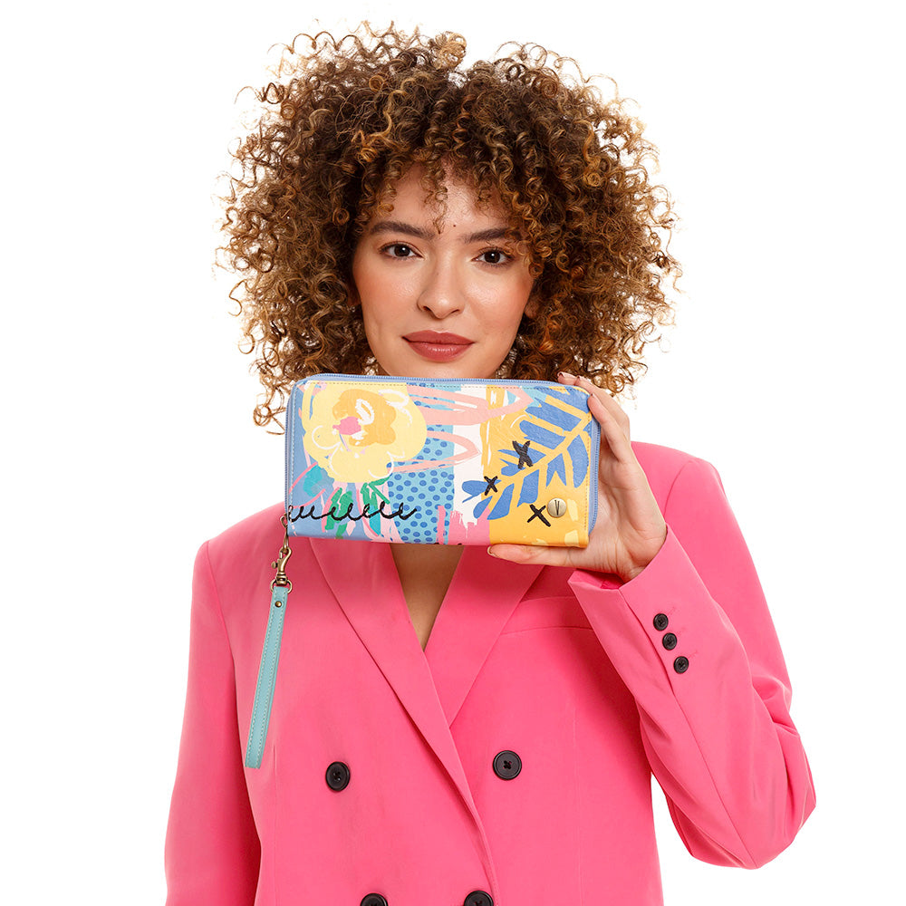 BILLETERA DE VIAJE PARA MUJER POLONIA ESTAMPADA EN CUERO VEGANO