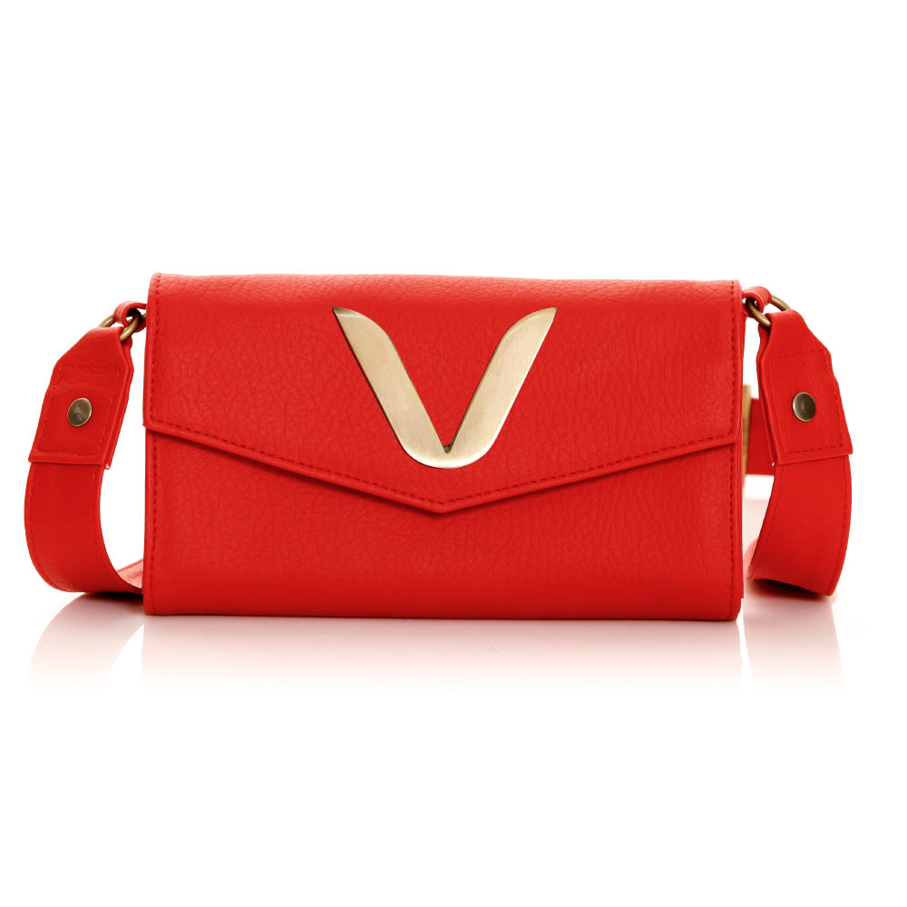 MANOS LIBRES PARA MUJER ESLOVENIA ROJO EN CUERO VEGANO CON CARGADERA REMOVIBLE