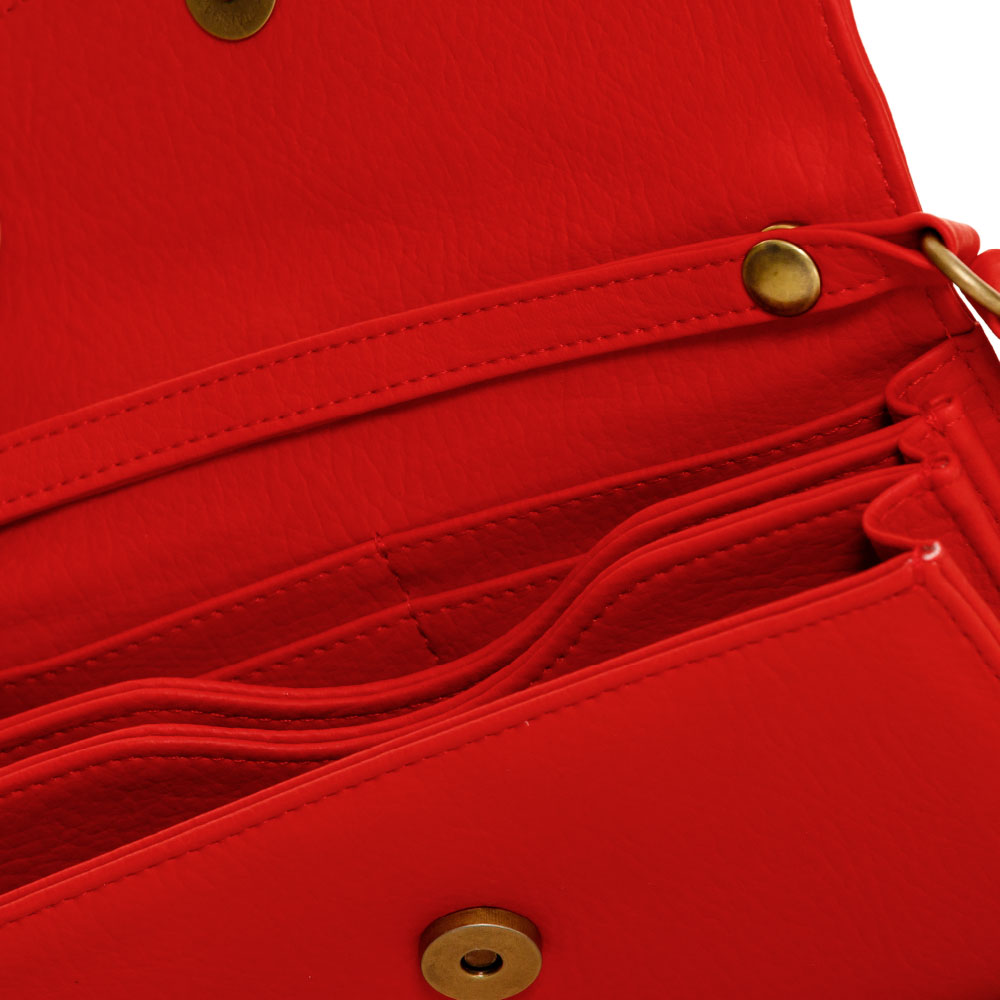 MANOS LIBRES PARA MUJER ESLOVENIA ROJO EN CUERO VEGANO CON CARGADERA REMOVIBLE