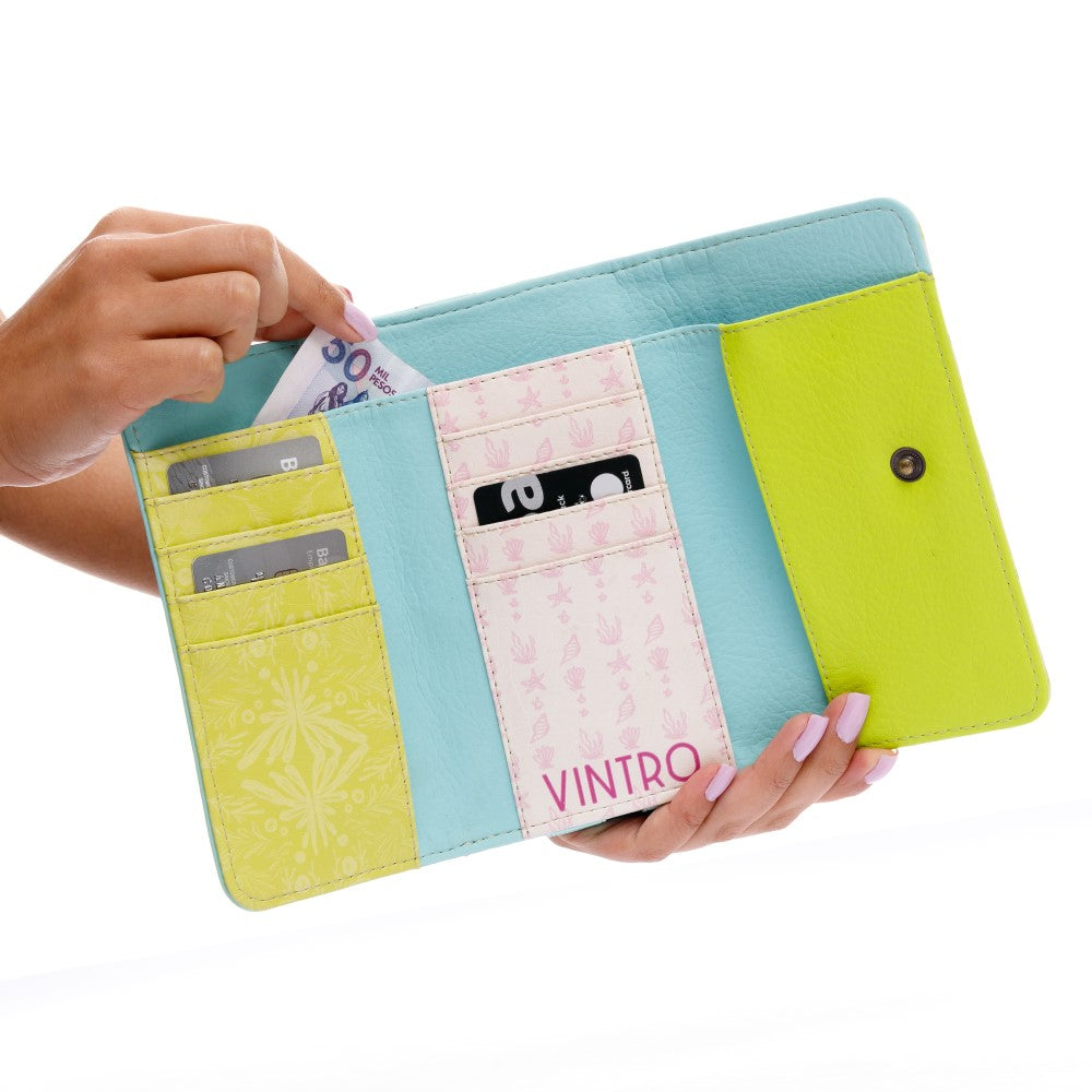 MANOS LIBRES PARA MUJER AMSTERDAM AZUL LANGOSTA EN CUERO VEGANO CON CARGADERA REMOVIBLE