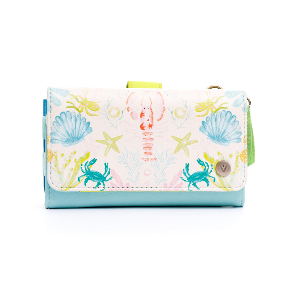 MANOS LIBRES PARA MUJER AMSTERDAM AZUL LANGOSTA EN CUERO VEGANO CON CARGADERA REMOVIBLE