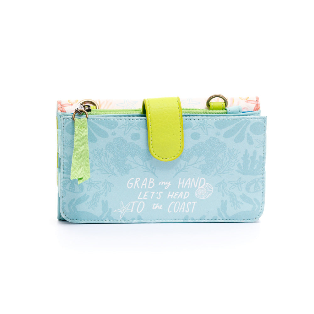 MANOS LIBRES PARA MUJER AMSTERDAM AZUL LANGOSTA EN CUERO VEGANO CON CARGADERA REMOVIBLE