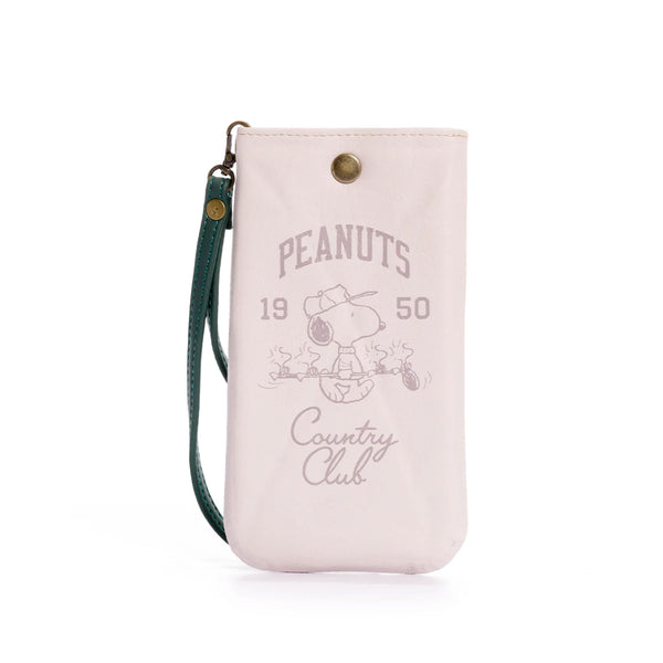 PORTA GAFAS O CELULAR DE SNOOPY FABRICADO EN PVC CON ESTAMPADO DE SNOOPY Y PULSERA