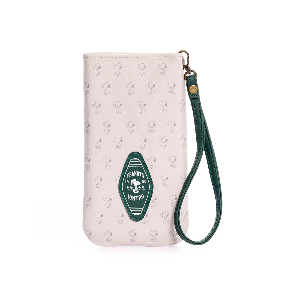 PORTA GAFAS O CELULAR DE SNOOPY FABRICADO EN PVC CON ESTAMPADO DE SNOOPY Y PULSERA