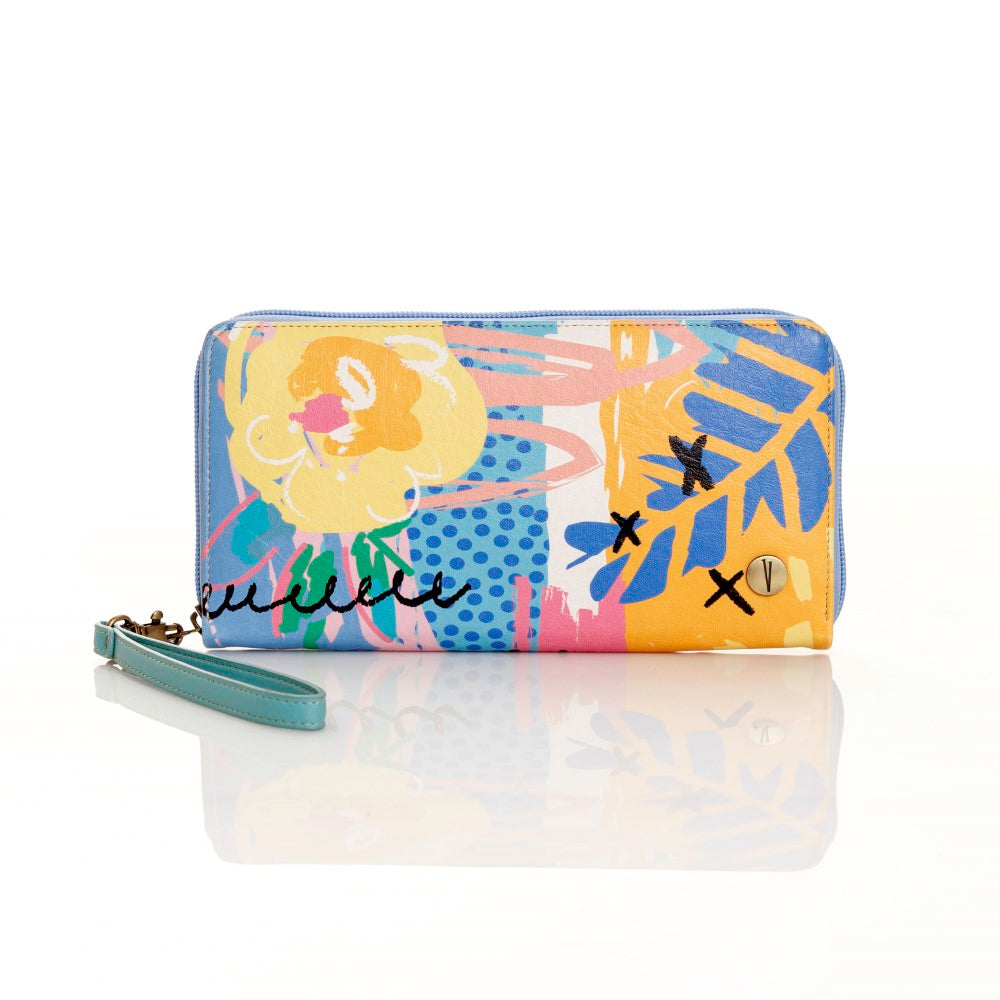 BILLETERA DE VIAJE PARA MUJER POLONIA ESTAMPADA EN CUERO VEGANO