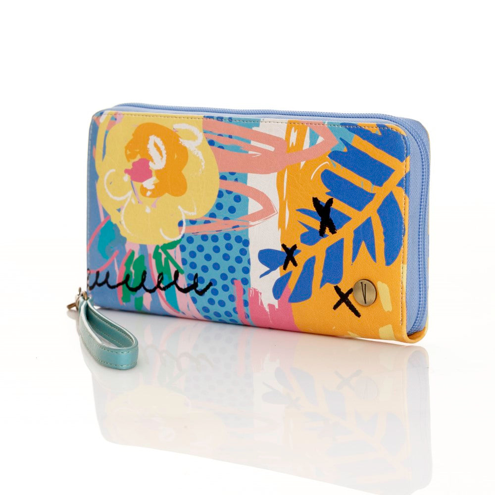 BILLETERA DE VIAJE PARA MUJER POLONIA ESTAMPADA EN CUERO VEGANO