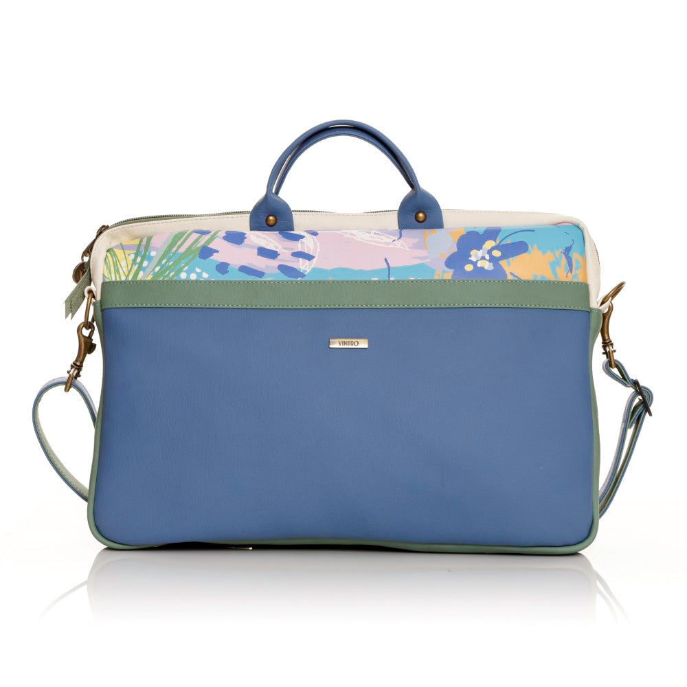 MALETIN PARA MUJER AZUL EN CUERO VEGANO PARA PC O COMPUTADOR