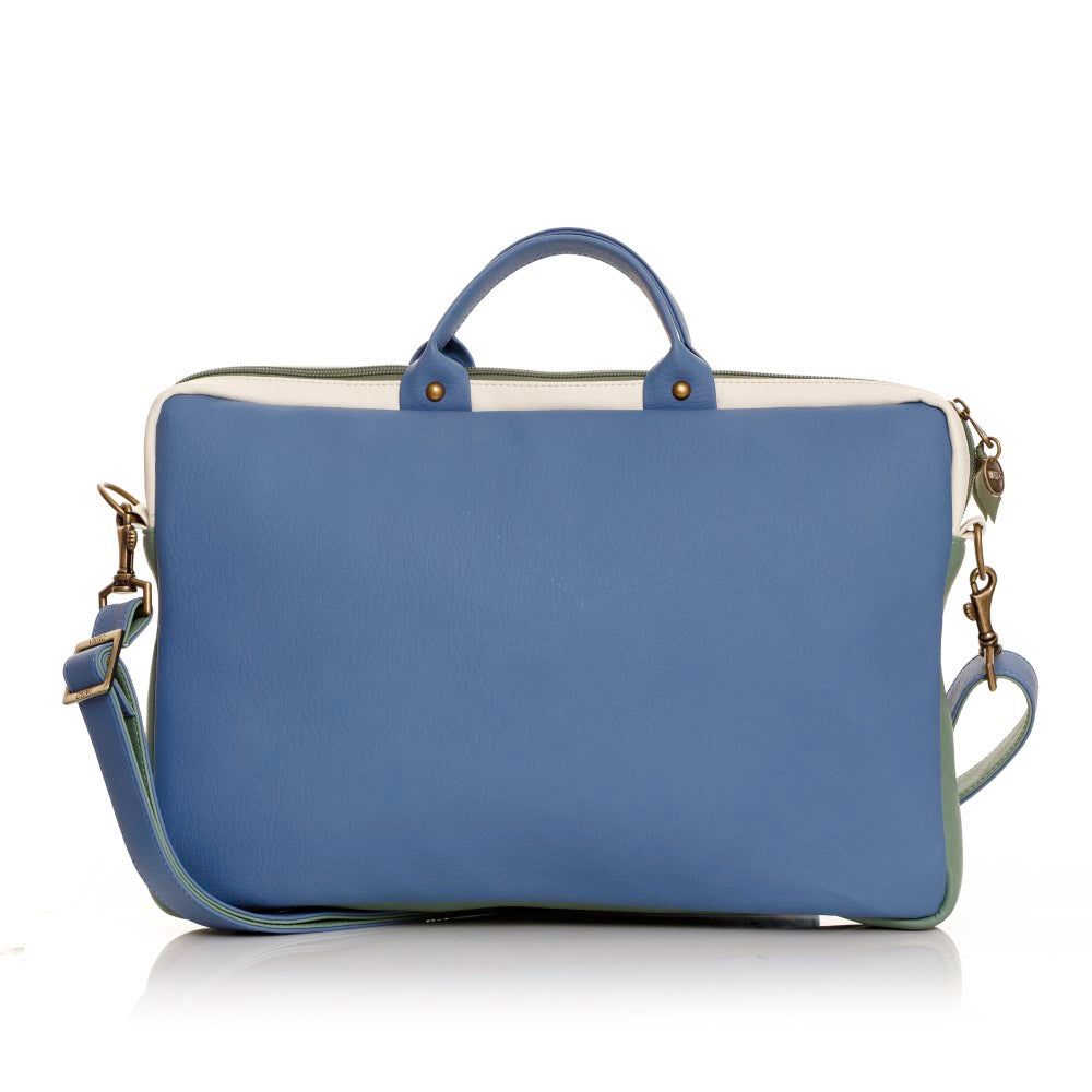 MALETIN PARA MUJER AZUL EN CUERO VEGANO PARA PC O COMPUTADOR