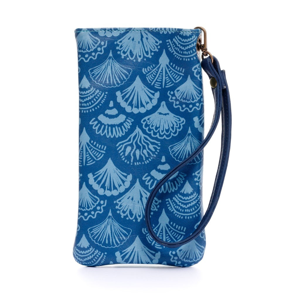 ESTUCHE DE GAFAS O CELULAR PARA MUJER AZUL CON PULSERA Y BROCHE