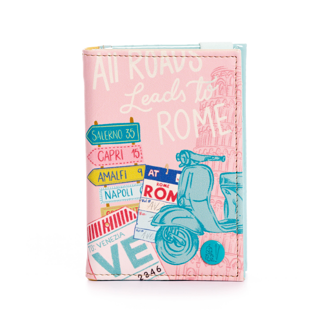 PORTAPASAPORTE PRAGA PARA MUJER ESTAMPADO ITALIA CON ELASTICO