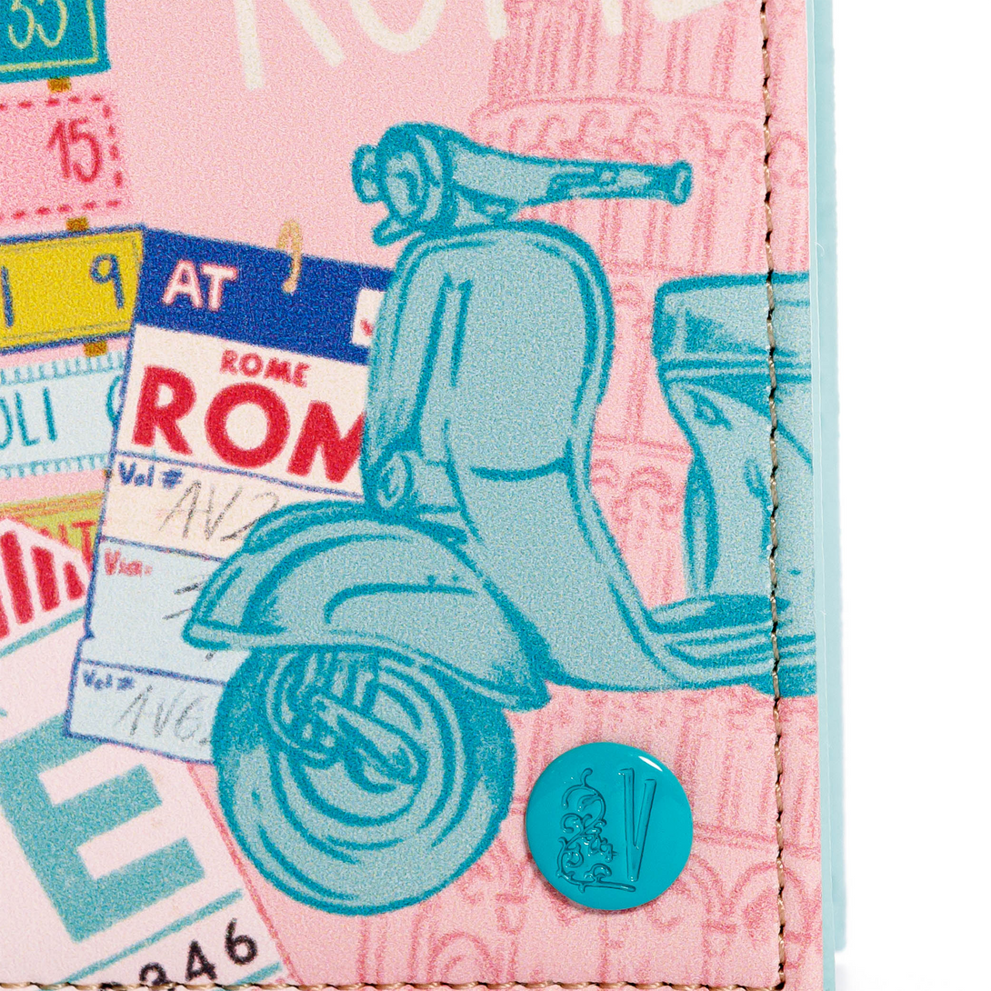 PORTAPASAPORTE PRAGA PARA MUJER ESTAMPADO ITALIA CON ELASTICO