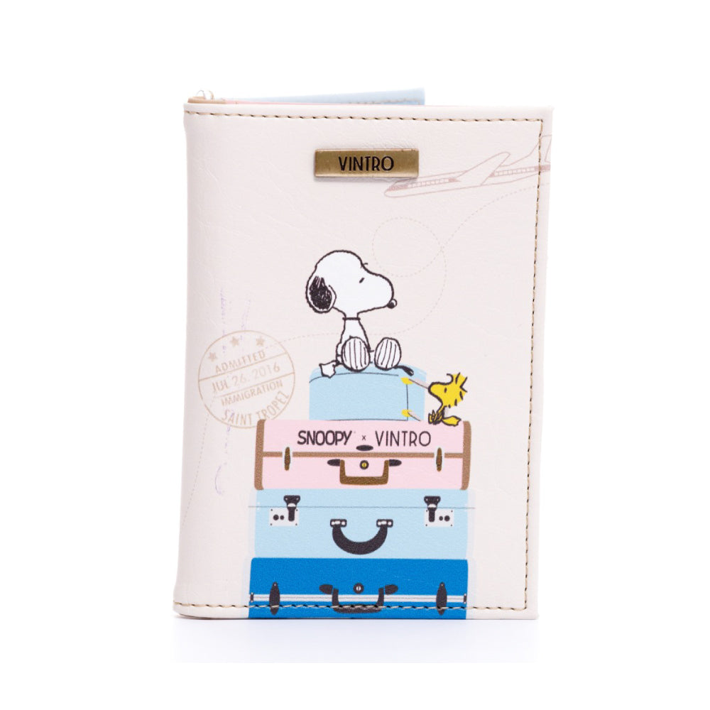 PORTAPASAPORTE PRAGA PARA MUJER BEIGE SNOOPY