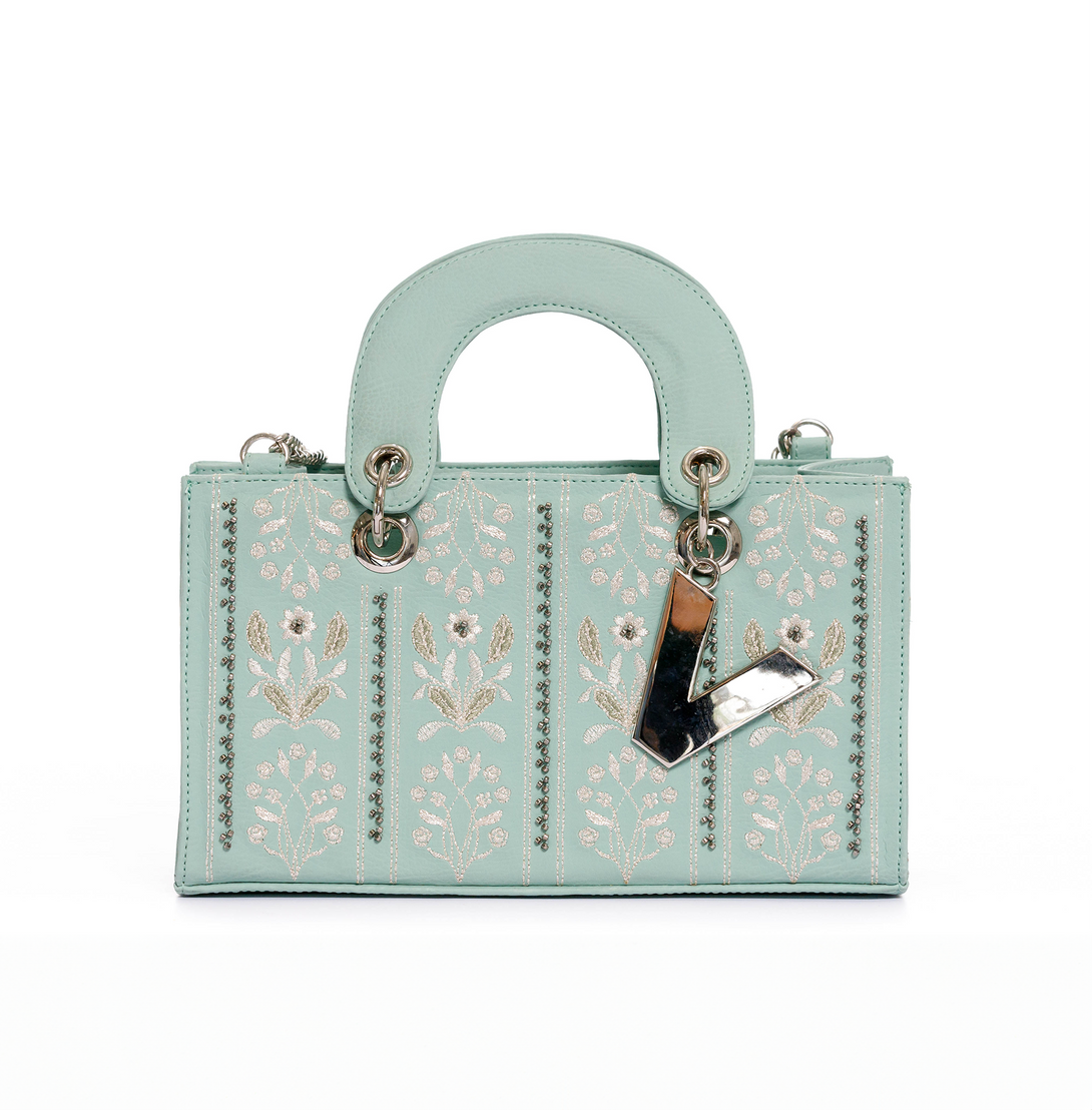 CARTERA PARA MUJER MINI ESPAÑA VERDE CON CARGADERA EN CADENA