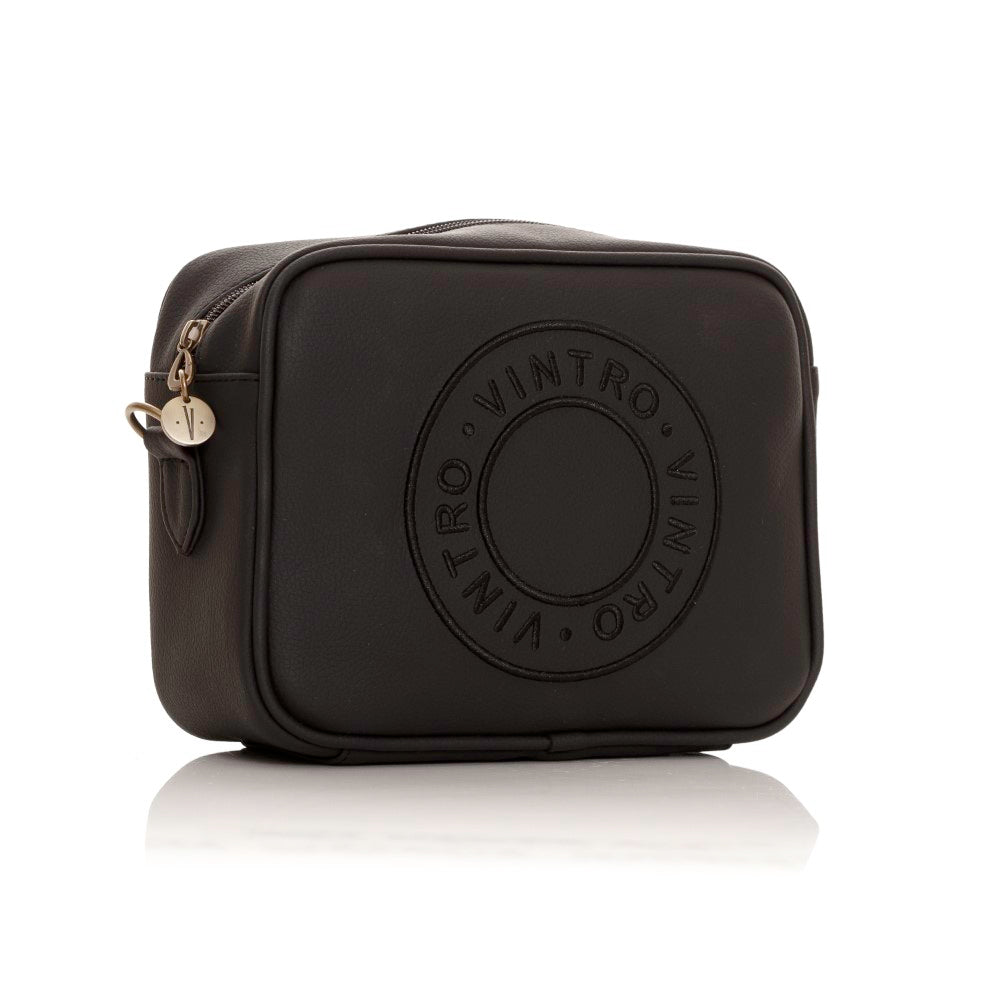 MANOS LIBRES PARA MUJER ROMA NEGRO BORDADO EN CUERO VEGANO