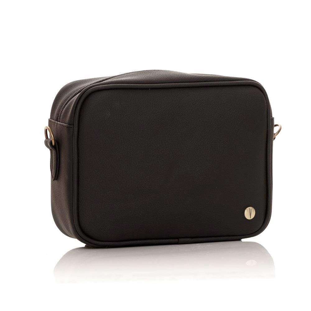 MANOS LIBRES PARA MUJER ROMA NEGRO BORDADO EN CUERO VEGANO