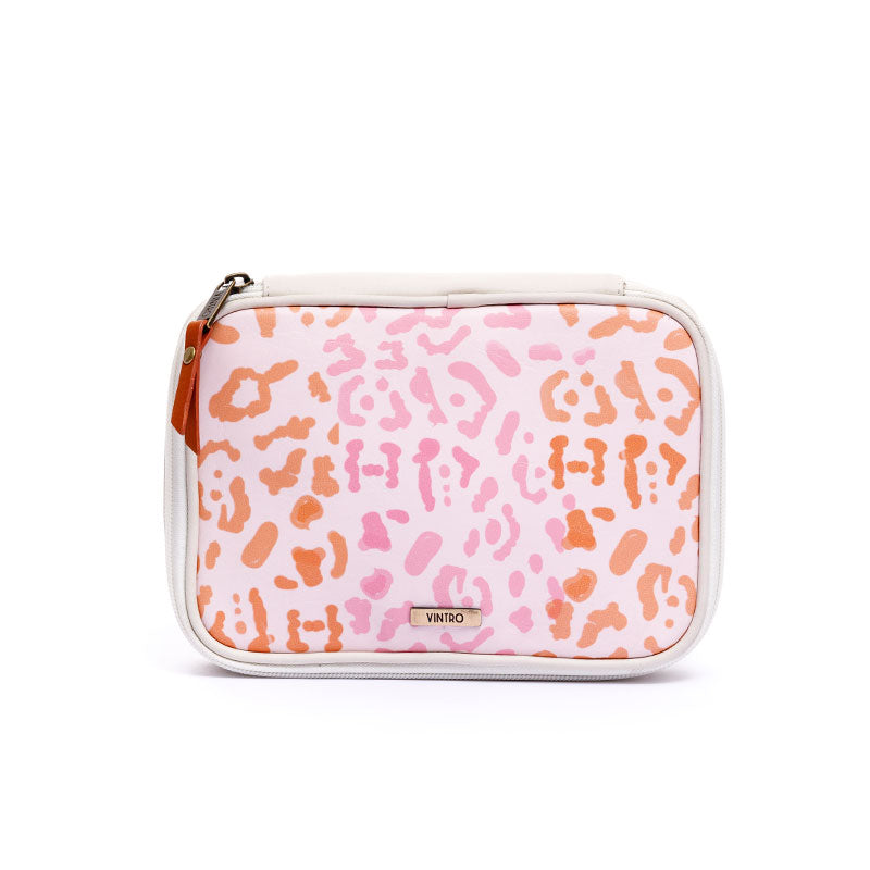 COSMETIQUERA PARA MUJER ESTONIA PRINT ROSADO EN CUERO VEGANO